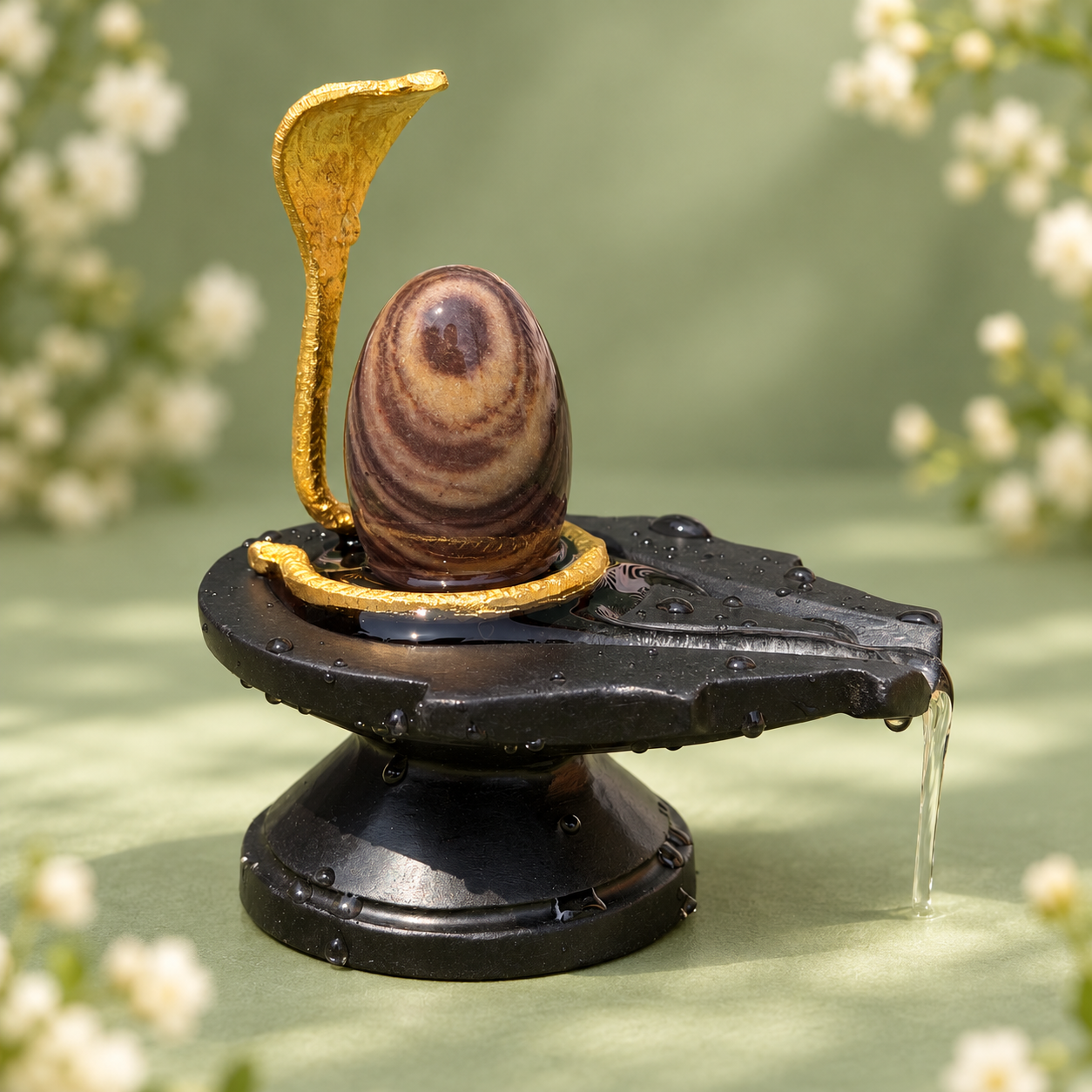 Narmadeshwar Shivling with brass Naag and Jaladhari