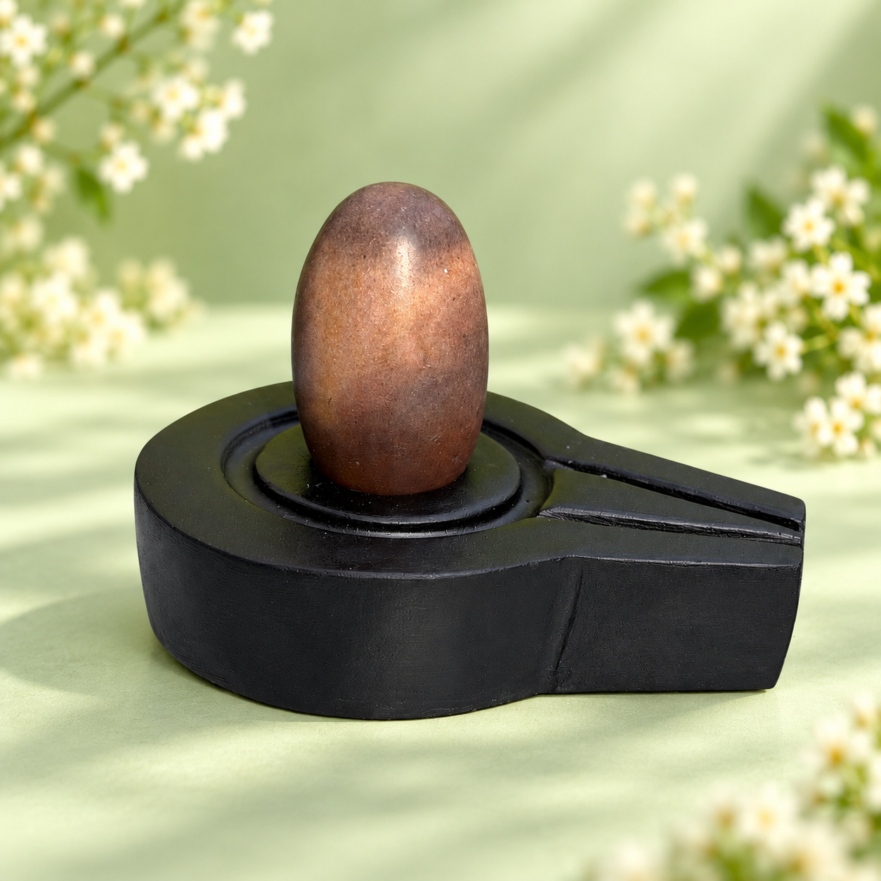Narmadeshwar Shivling, 1.5″ height · 3″ Jaladhari