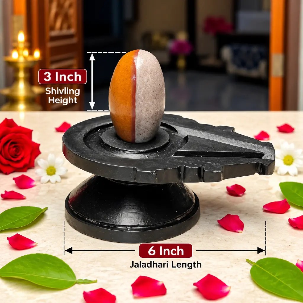 3 Inch Ardhnareshwar Narmadeshwar Shivling with 6 Inch Black Damru Jaladhari — Product photo 2