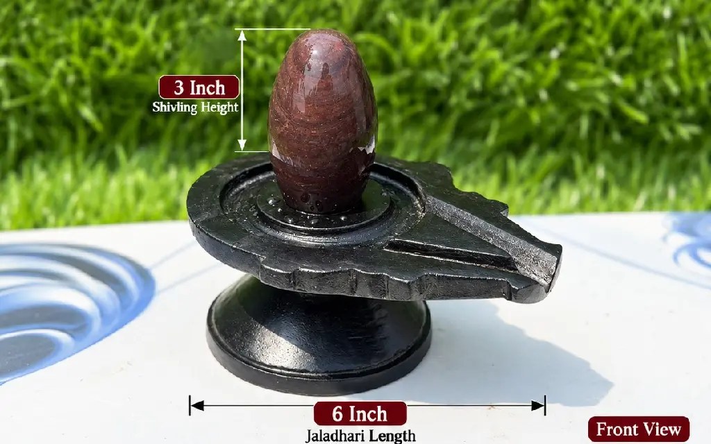 3 Inch Natural Narmadeshwar Shivling with 6 Inch Black Damru Jaladhari — Product photo 2