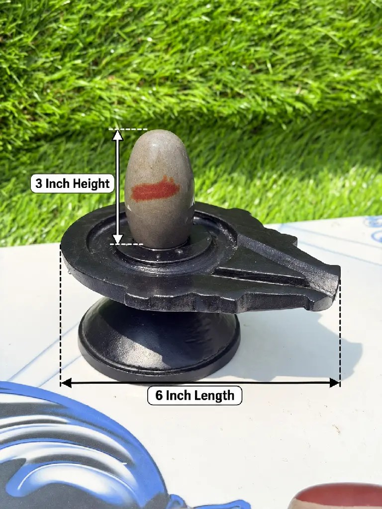 3 Inch Tilakdhari Narmadeshwar Shivling with 6 Inch Black Damru Jaladhari — Product photo 2
