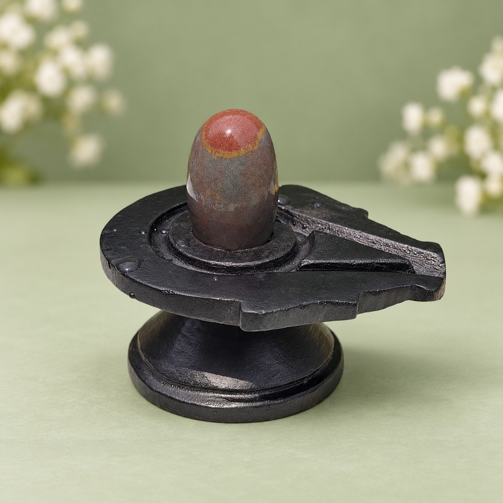 2-inch Narmadeshwar Shivling · Red Crown