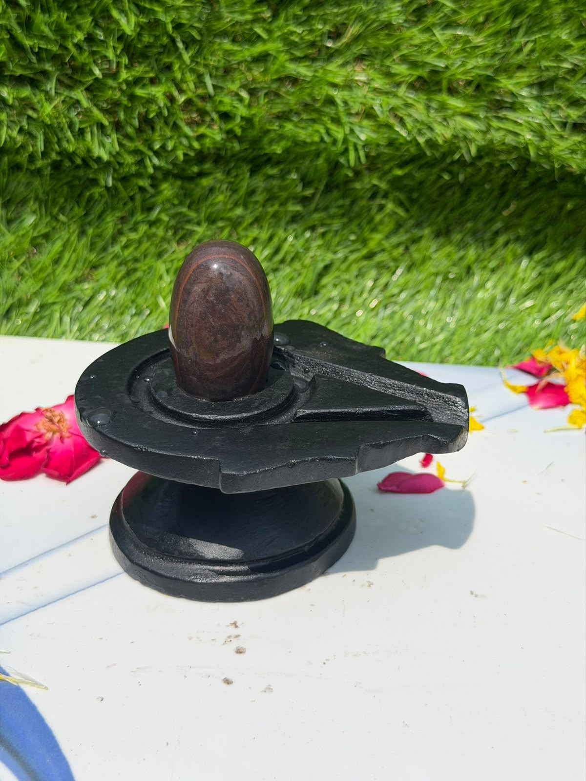 2-inch Narmadeshwar Shivling · Oval Halo — Original product photo