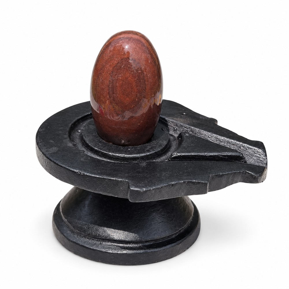 2-inch Narmadeshwar Shivling · Warm Rust Oval — White background edit