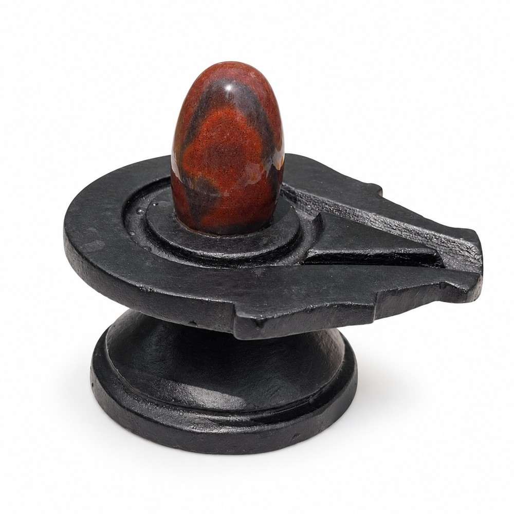2-inch Narmadeshwar Shivling · Rust Teardrop Pattern — White background edit